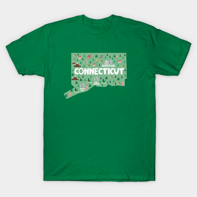 Connecticut illustrated map T-Shirt by JunkyDotCom